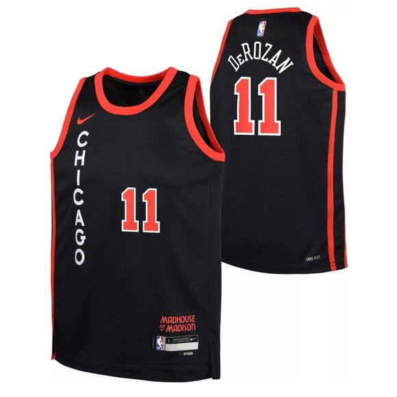 Nike Youth City Edition Chicago Bulls DeRozen Large Black Basketball Jersey NWT - Picture 1 of 3